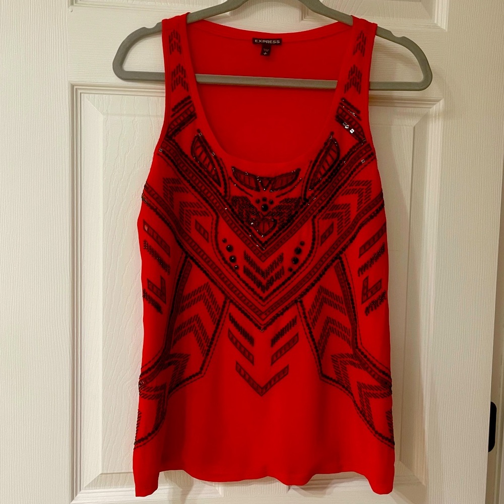 EXPRESS Red Sequin Top